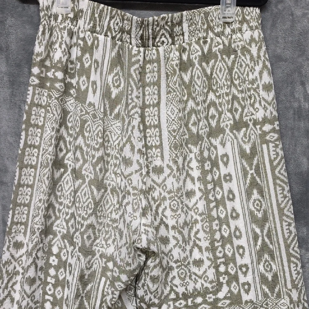 Mlle Gabrielle Olive Green and White Wide Leg Palazzo Pants sz XL